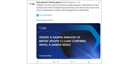 英国短跑选手乌贾B瓶尿样阳性，中国男子4x100米接力队有望替补获奥运会铜牌